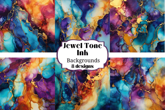 8 Jewel Tone Alcohol Ink Backgrounds: Vibrant Digital Artistry