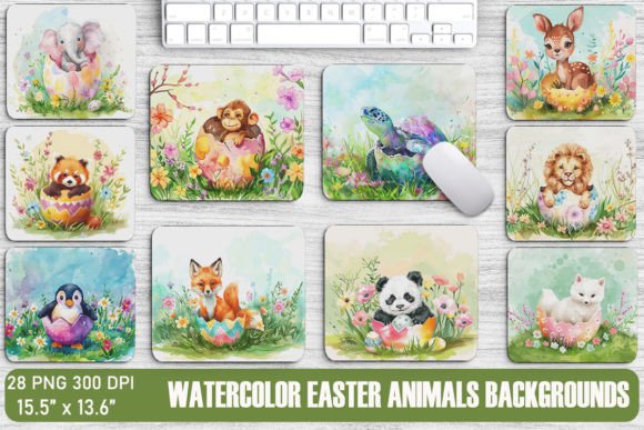 Adorable Easter Art: Cute Animals in Easter Egg Backgrounds