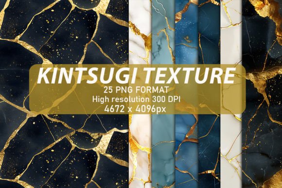 Luxury Kintsugi Texture Backgrounds: Golden Repair Patterns
