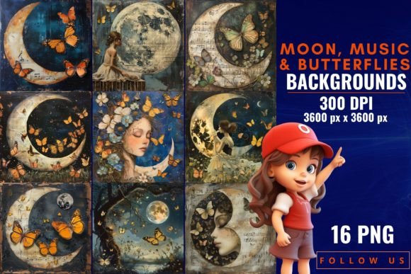 Moon, Music & Butterflies Backgrounds: A Design Asset Guide