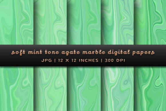 Soft Mint Tone Agate Marble Backgrounds: Elegant Digital Papers