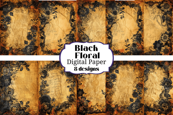 Timeless Texture: Working with Black Floral Sepia Paper Backgrounds