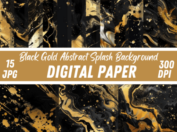 Unleashing Opulence: The Versatility of Black Gold Abstract Splash Backgrounds