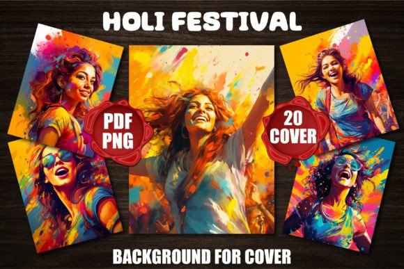 Vibrant Holi Festival Backgrounds for Covers