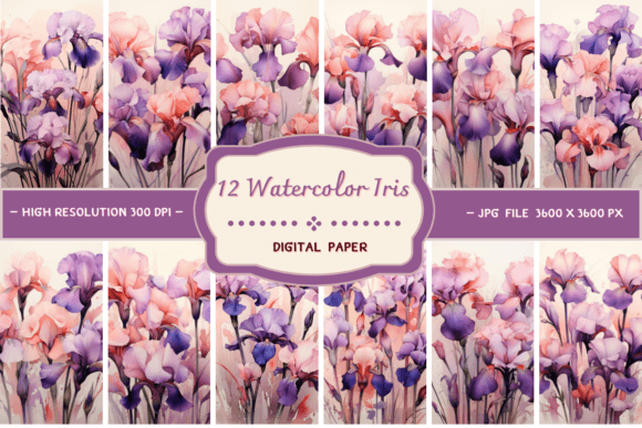 Watercolor Iris Backgrounds: A Versatile Asset for Creative Projects